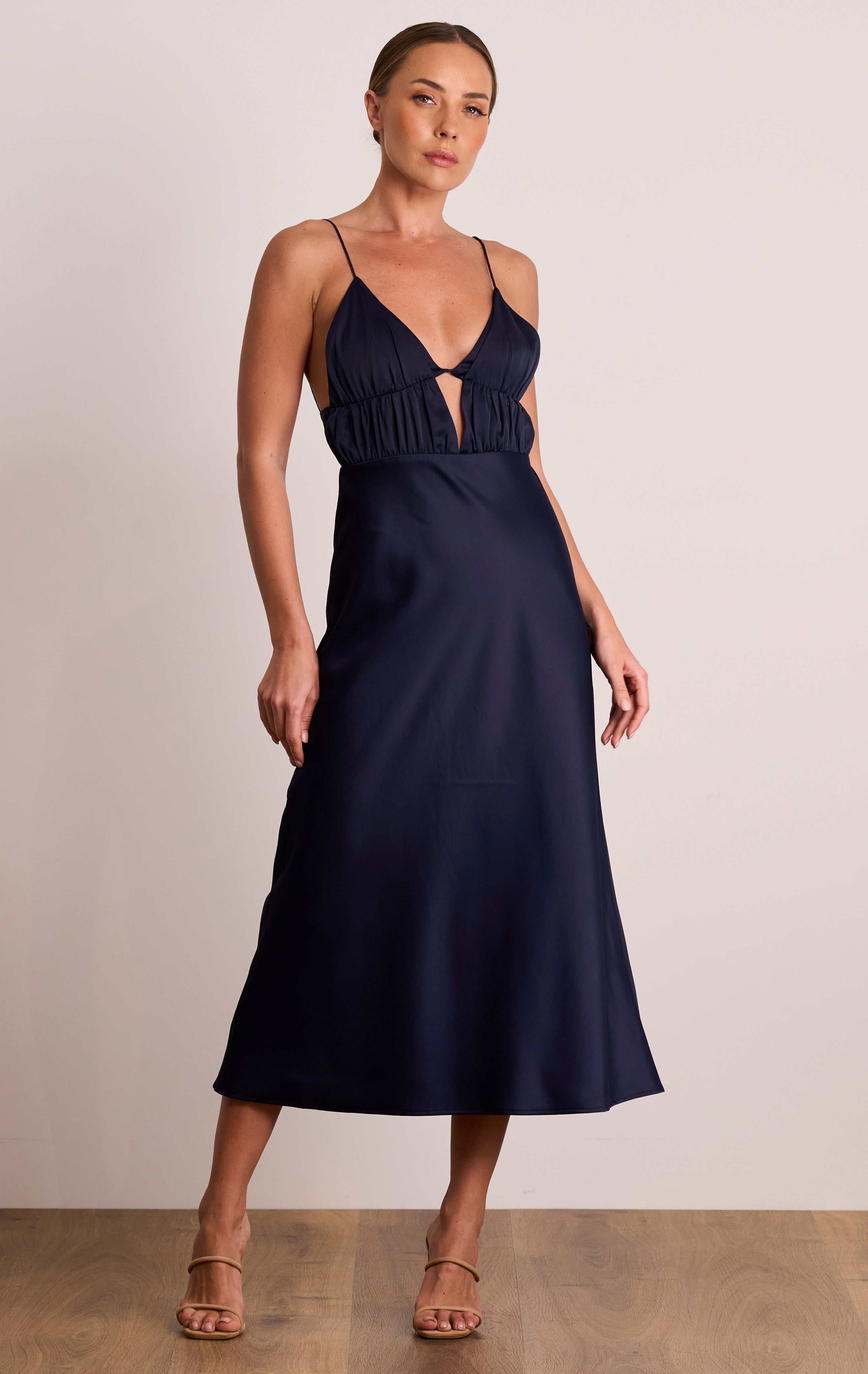 Navy slip hotsell midi dress