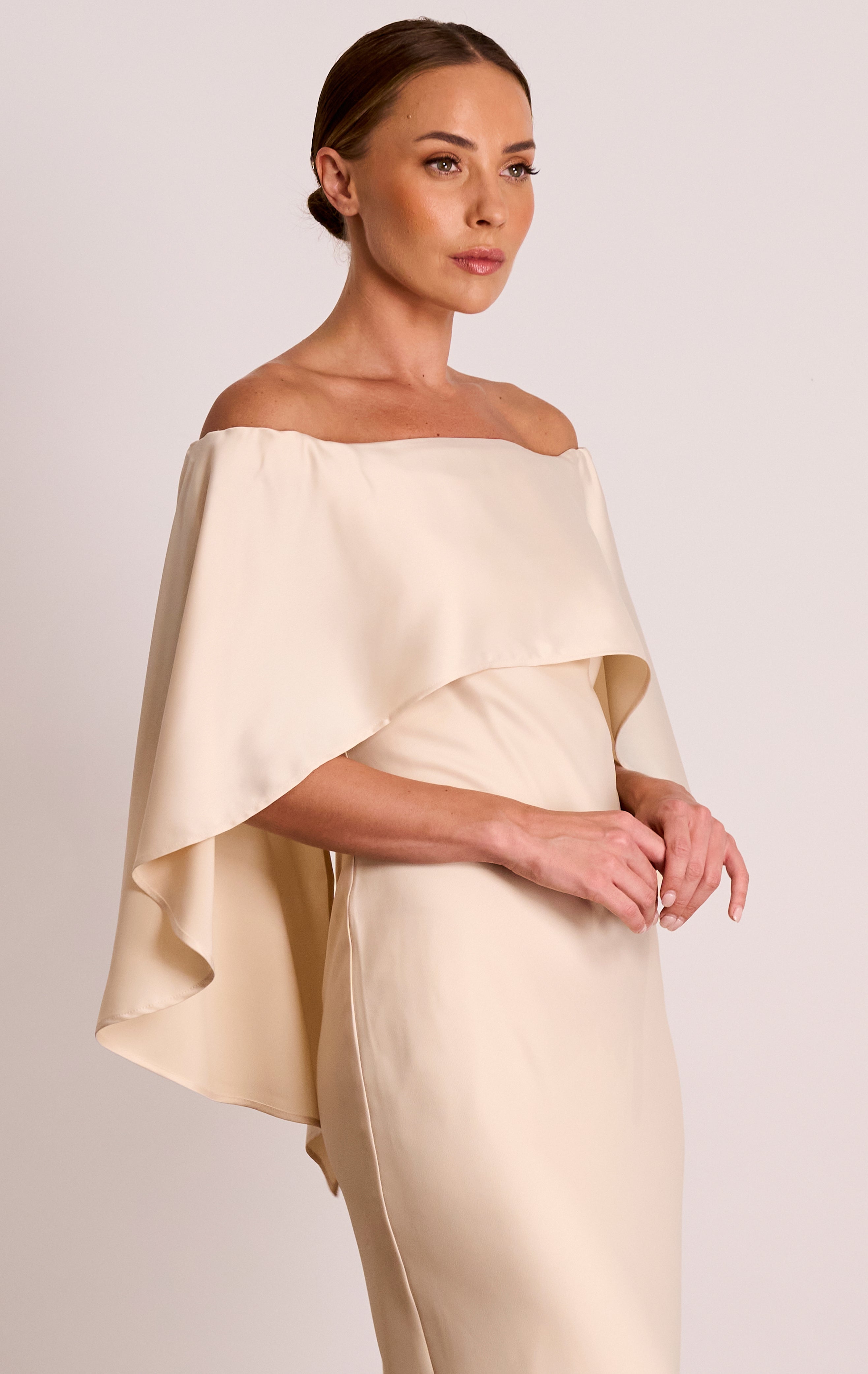 Champagne cape outlet dress